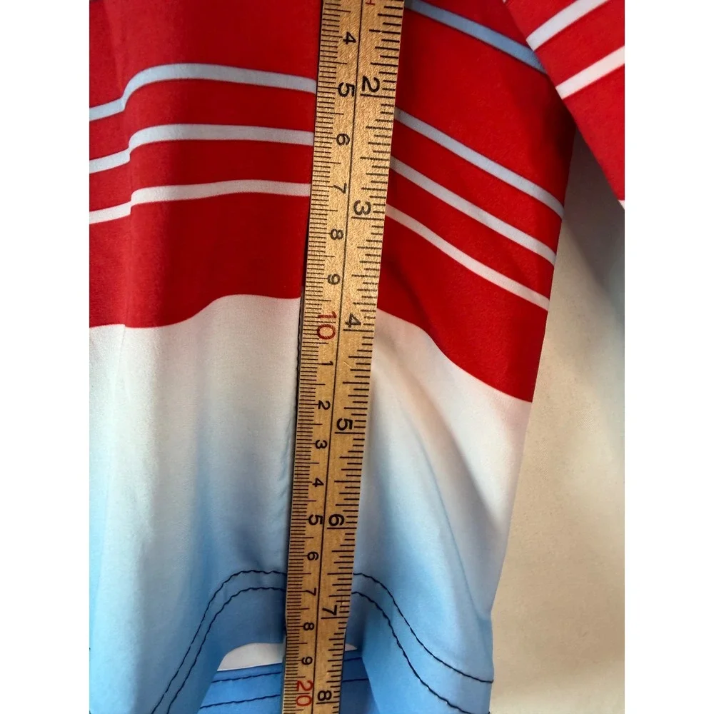 Hurley Mens Colorblock Board Shorts Red White Blue Ombre Swim Trunks Size Medium